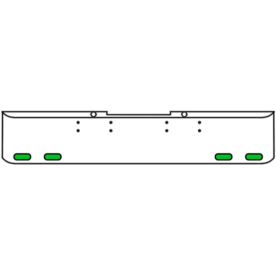 20 Inch Chrome Texas Rolled End Bumper Kit With Bolt Holes And 4 Oval Amber-Green Dual Revolution Lights With Visors For Peterbilt 352, 359 1972 Thru 1987