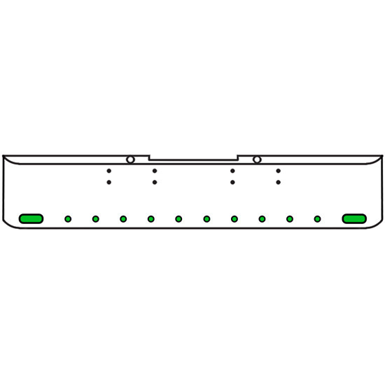 20 Inch Chrome Texas Rolled End Bumper Kit With Bolt Holes And 2 Oval-10 Round 2 Inch Amber-Green Dual Revolution Lights For Peterbilt 352, 359 1972 Thru 1987