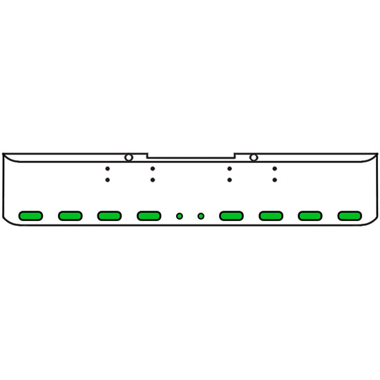 20 Inch Chrome Texas Rolled End Bumper Kit With Bolt Holes And 8 Oval-2 Round 2 Inch Amber-Green Dual Revolution Lights With Visors For Peterbilt 352, 359 1972 Thru 1987