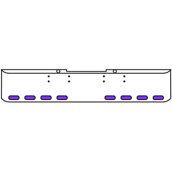 20 Inch Chrome Texas Rolled End Bumper Kit With Bolt Holes And 8 Oval Amber-Purple Dual Revolution Lights With Visors For Peterbilt 352, 359 1972 Thru 1987