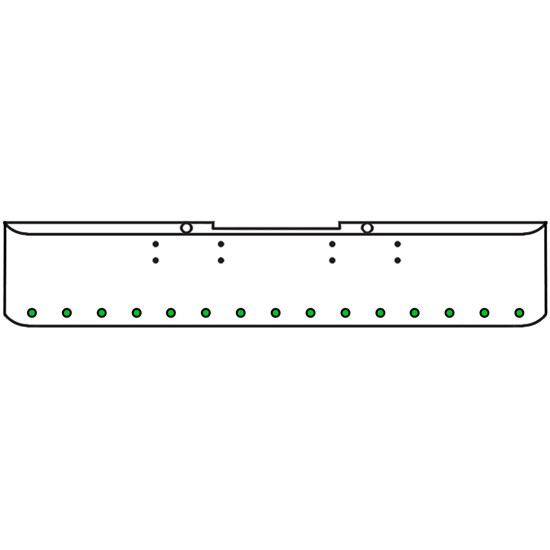 20 Inch Chrome Texas Rolled End Bumper Kit With Bolt Holes And 15 Round 2 Inch Amber-Green Dual Revolution Lights With Visors For Peterbilt 352, 359 1972 Thru 1987