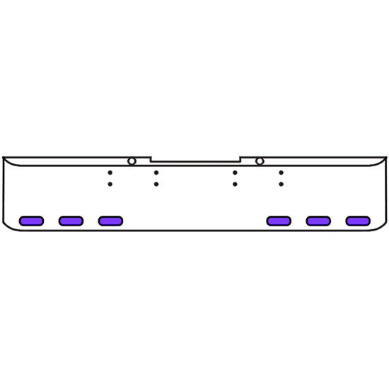 22 Inch Chrome Texas Rolled End Bumper Kit With Bolt Holes And 6 Oval Amber-Purple Dual Revolution Lights For Peterbilt 352, 359 1972 Thru 1987
