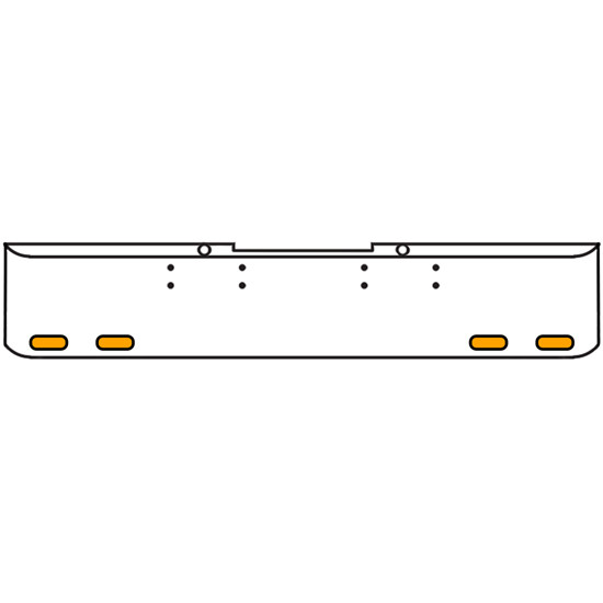 22 Inch Chrome Texas Rolled End Bumper Kit With Bolt Holes And 4 Oval Amber-Clear Chrome Lights With Visors For Peterbilt 352, 359 1972 Thru 1987