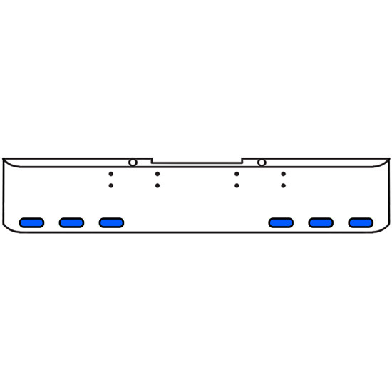 22 Inch Chrome Texas Rolled End Bumper Kit With Bolt Holes And 6 Oval Amber-Blue Dual Revolution Lights For Peterbilt 352, 359 1972 Thru 1987