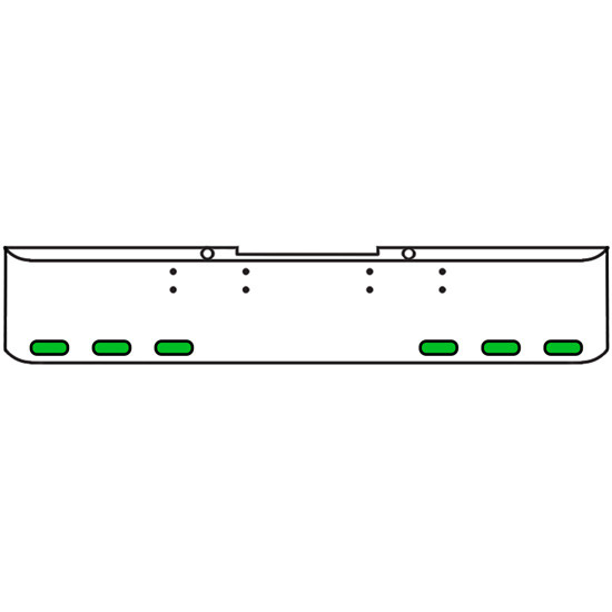 22 Inch Chrome Texas Rolled End Bumper Kit With Bolt Holes And 6 Oval Amber-Green Dual Revolution Lights With Visors For Peterbilt 352, 359 1972 Thru 1987