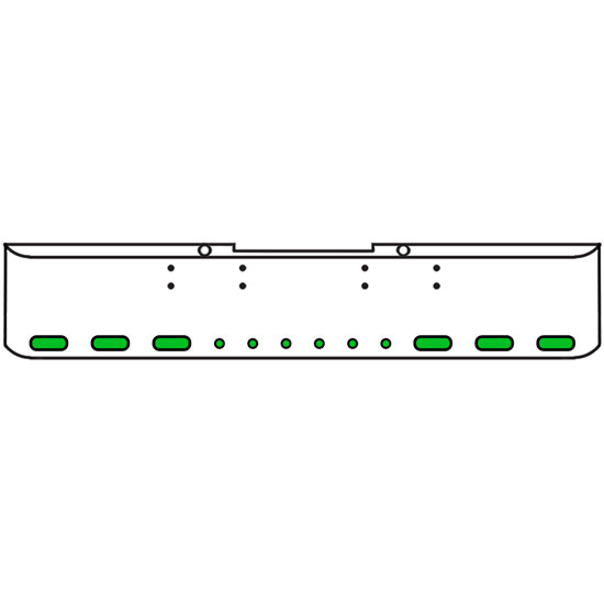 22 Inch Chrome Texas Rolled End Bumper Kit With Bolt Holes And 6 Oval-6 Round 2 Inch Amber-Green Dual Revolution Lights With Visors For Peterbilt 352, 359 1972 Thru 1987