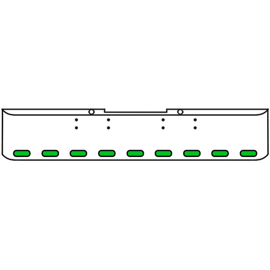 22 Inch Chrome Texas Rolled End Bumper Kit With Bolt Holes And 9 Oval Amber-Green Dual Revolution Lights For Peterbilt 352, 359 1972 Thru 1987