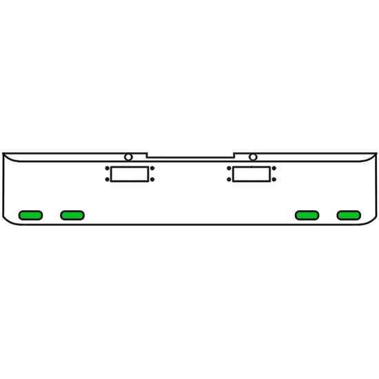 18 Inch Chrome Texas Rolled End Bumper Kit With Tow Holes And 4 Oval Amber-Green Dual Revolution Lights For Peterbilt 352, 359 1972 Thru 1987