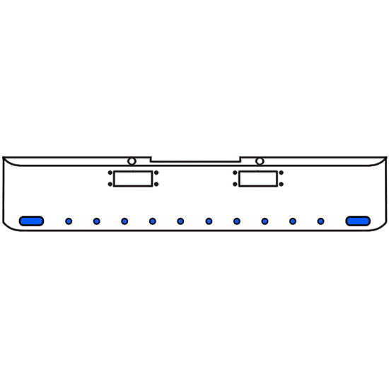 18 Inch Chrome Texas Rolled End Bumper Kit With Tow Holes And 2 Oval-10 Round 2 Inch Amber-Blue Dual Revolution Lights With Visors For Peterbilt 352, 359 1972 Thru 1987