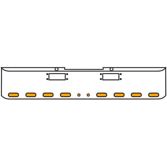 18 Inch Chrome Texas Rolled End Bumper Kit With Tow Holes And 8 Oval-2 Round 2 Inch Amber-Clear Mirage Lights With Visors For Peterbilt 352, 359 1972 Thru 1987