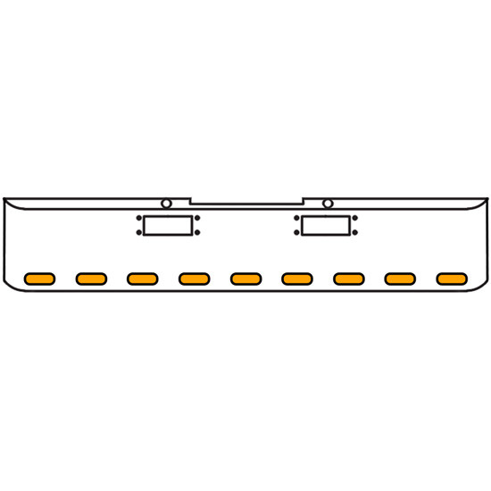 18 Inch Chrome Texas Rolled End Bumper Kit With Tow Holes And 9 Oval Amber-Clear Mirrored Lights For Peterbilt 352, 359 1972 Thru 1987