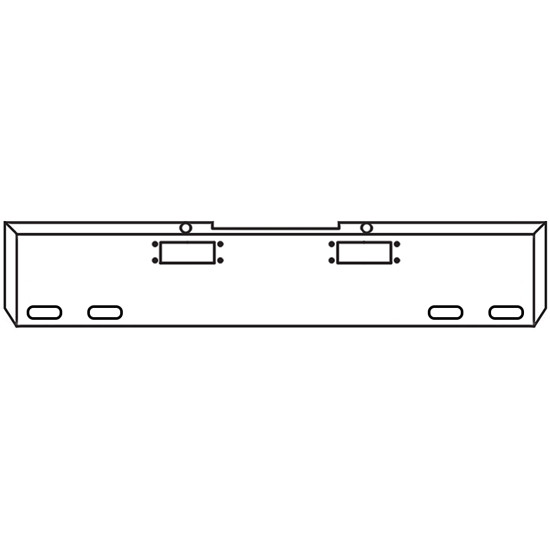 22 Inch Chrome 45 Degree Mitered End Roadrunner Bumper With Tow, 4 Oval Light Holes For Peterbilt 352, 359