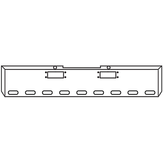 22 Inch Chrome 45 Degree Mitered End Roadrunner Bumper With Tow, 9 Oval Light Holes For Peterbilt 352, 359