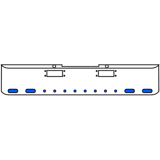 20 Inch Chrome Texas Rolled End Bumper Kit With Tow Holes And 4 Oval-8 Round 2 Inch Amber-Blue Dual Revolution Lights With Visors For Peterbilt 352, 359 1972 Thru 1987