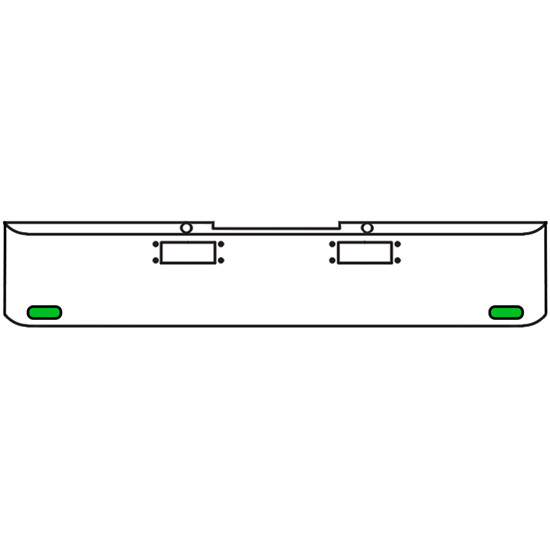 20 Inch Chrome Texas Rolled End Bumper Kit With Tow Holes And 2 Oval Amber-Green Dual Revolution Lights With Visors For Peterbilt 352, 359 1972 Thru 1987