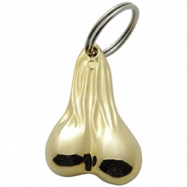 Gold Plastic Bull Balls Key Chain Small
