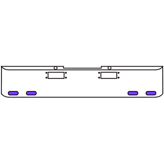 20 Inch Chrome Texas Rolled End Bumper Kit With Tow Holes And 4 Oval Amber-Purple Dual Revolution Lights For Peterbilt 352, 359 1972 Thru 1987