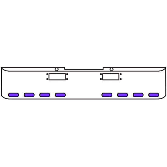 20 Inch Chrome Texas Rolled End Bumper Kit With Tow Holes And 8 Oval Amber-Purple Dual Revolution Lights For Peterbilt 352, 359 1972 Thru 1987