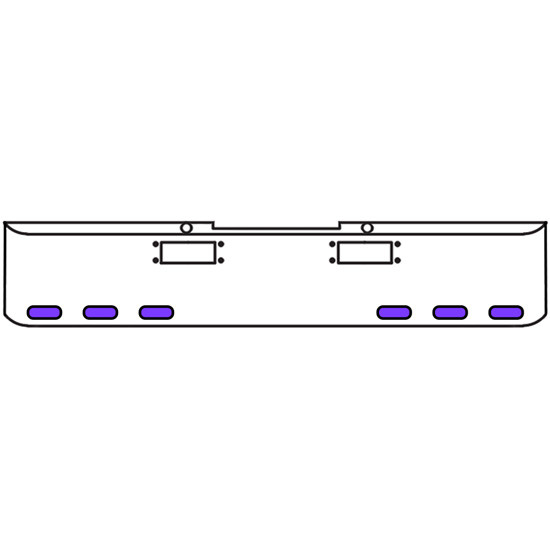 22 Inch Chrome Texas Rolled End Bumper Kit With Tow Holes And 6 Oval Amber-Purple Dual Revolution Lights With Visors For Peterbilt 352, 359 1972 Thru 1987
