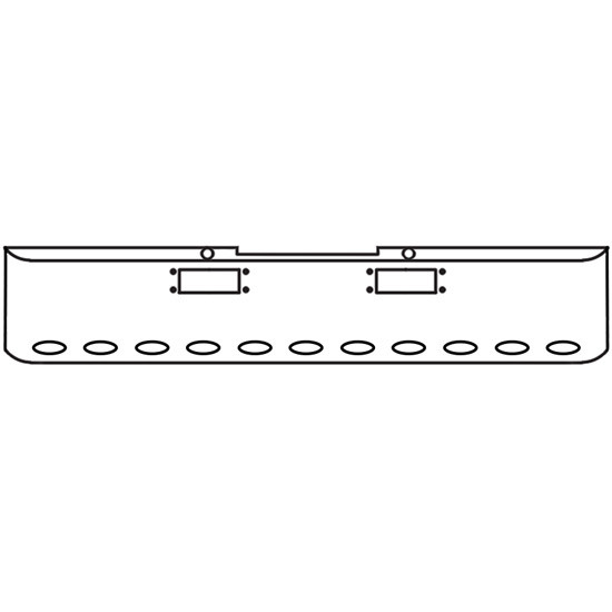 20 Inch Chrome Steel Texas Square Bumper With Mounting And Tow/Hitch Holes 11 M1 Millennium Light Holes For Peterbilt 352, 359