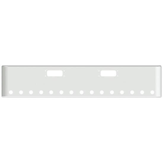 20 Inch Stainless Steel Texas Rolled End Bumper With Tow And 15 Round 2 Inch Light Holes For Peterbilt 352, 359