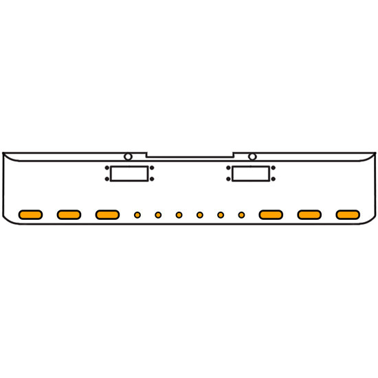 22 Inch Chrome Texas Rolled End Bumper Kit With Tow Holes And 6 Oval-6 Round 2 Inch Amber-Clear Mirage Lights With Visors For Peterbilt 352, 359 1972 Thru 1987