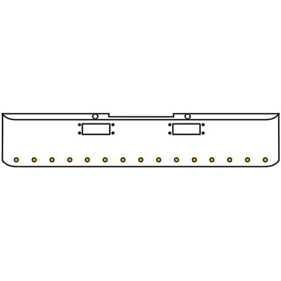22 Inch Chrome Texas Rolled End Bumper Kit With Tow Holes And 15 Round 2 Inch Amber-Clear Vantage Lights For Peterbilt 352, 359 1972 Thru 1987