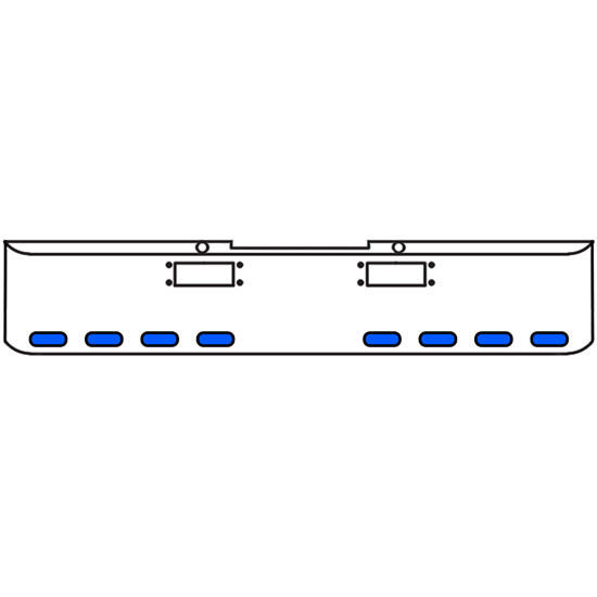 22 Inch Chrome Texas Rolled End Bumper Kit With Tow Holes And 8 Oval Amber-Blue Dual Revolution Lights For Peterbilt 352, 359 1972 Thru 1987