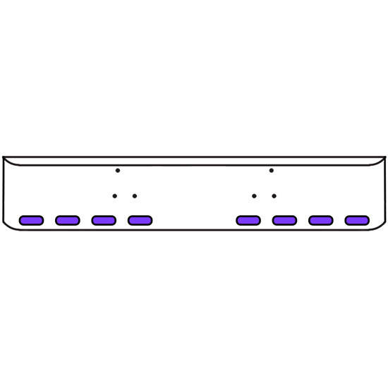 18 Inch Chrome Texas Rolled End Bumper Kit With Bolt Holes And 8 Oval Amber-Purple Dual Revolution Lights For Peterbilt 357, 378, 379 1987 - 2007