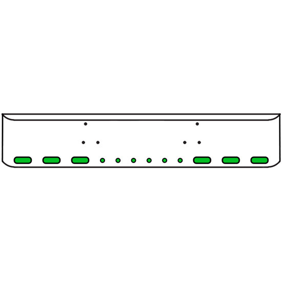 18 Inch Chrome Texas Rolled End Bumper Kit With Bolt Holes And 6 Oval-6 Round 2 Inch Amber-Green Dual Revolution Lights With Visors For Peterbilt 357, 378, 379 1987 - 2007