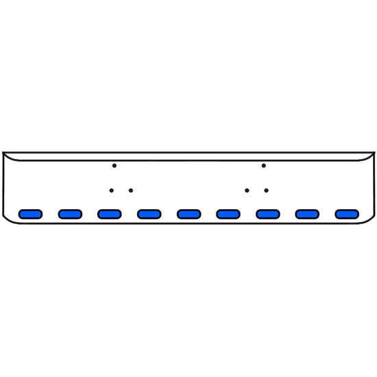 18 Inch Chrome Texas Rolled End Bumper Kit With Bolt Holes And 9 Oval Amber-Blue Dual Revolution Lights For Peterbilt 357, 378, 379 1987 - 2007