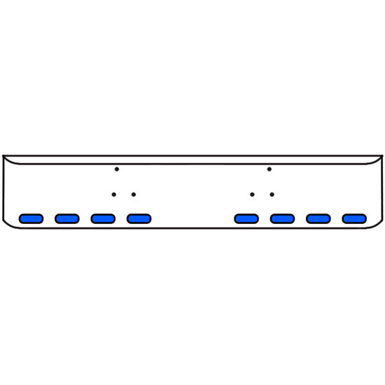 22 Inch Chrome Texas Rolled End Bumper Kit With Bolt Holes And 8 Oval Amber-Blue Dual Revolution Lights With Visors For Peterbilt 357, 378, 379 1987 - 2007