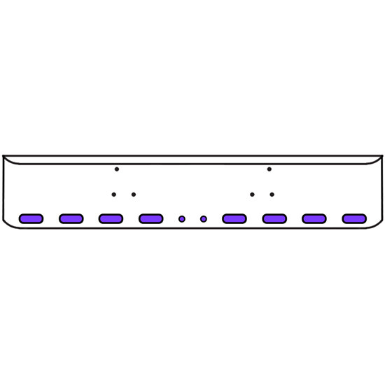 22 Inch Chrome Texas Rolled End Bumper Kit With Bolt Holes And 8 Oval-2 Round 2 Inch Amber-Purple Dual Revolution Lights With Visors For Peterbilt 357, 378, 379 1987 - 2007