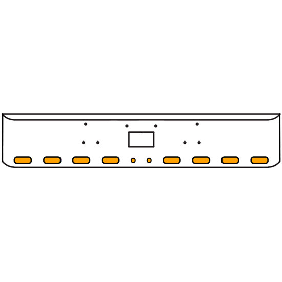 18 Inch Chrome Texas Rolled End Bumper Kit With Tow Hole And 8 Oval-2 Round 2 Inch Amber Mirage Lights With Visors For Peterbilt 357, 378, 379 1987 - 2007