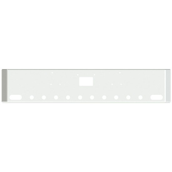 20 Inch Chrome American Road Runner Mitered Corner Bumper With Tow, 2 Oval And 10 Rnd 2 Inch Light Holes For Peterbilt 357, 378, 379