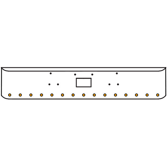 20 Inch Chrome Texas Rolled End Bumper Kit With Tow Hole And 15 Round 2 Inch Amber-Clear 9 Diode Lights For Peterbilt 357, 378, 379 1987 - 2007