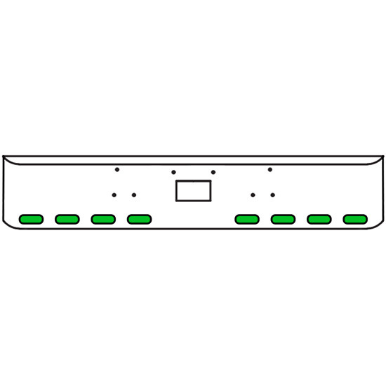 22 Inch Chrome Texas Rolled End Bumper Kit With Tow Hole And 8 Oval Amber-Green Dual Revolution Lights With Visors For Peterbilt 357, 378, 379 1987 - 2007
