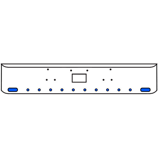 22 Inch Chrome Texas Rolled End Bumper Kit With Tow Hole And 2 Oval-10 Round 2 Inch Amber-Blue Dual Revolution Lights With Visors For Peterbilt 357, 378, 379 1987 - 2007