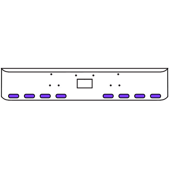 22 Inch Chrome Texas Rolled End Bumper Kit With Tow Hole And 8 Oval Amber-Purple Dual Revolution Lights For Peterbilt 357, 378, 379 1987 - 2007