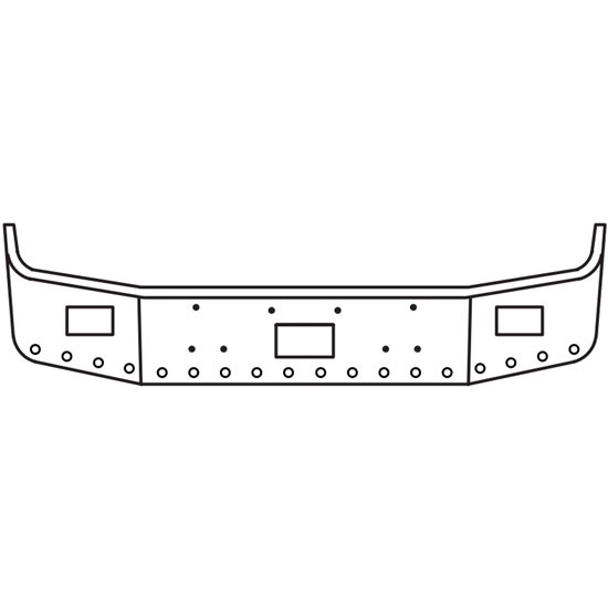 18 Inch Chrome Bumper, 10 Gauge With Center Tow, Square Fog Light Holes, 18 - 3/4 Inch Amber/Clear Lights For Peterbilt 377