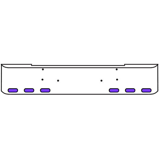 18 Inch Chrome Texas Rolled End Bumper Kit With Bolt Holes And 6 Oval Amber-Purple Dual Revolution Lights For Peterbilt 362 1981 - 2002