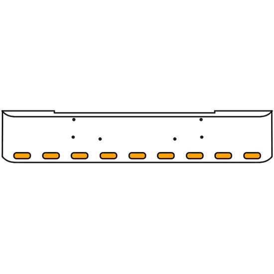 18 Inch Chrome Texas Rolled End Bumper Kit With Bolt Holes And 9 Oval Amber-Clear Mirrored Lights For Peterbilt 362 1981 - 2002