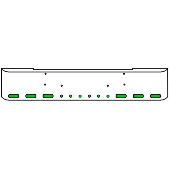 20 Inch Chrome Texas Rolled End Bumper Kit With Bolt Holes And 6 Oval-6 Round 2 Inch Amber-Green Dual Revolution Lights For Peterbilt 362 1981 - 2002