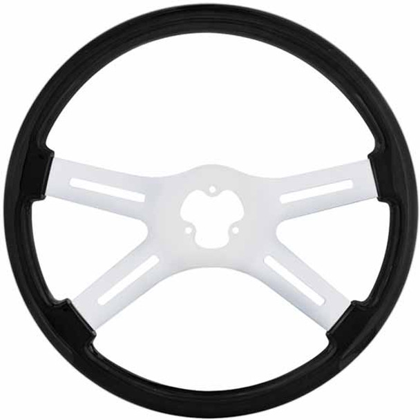 18 Inch Chrome 4 Spoke Carbon Black Woodgrain Steering Wheel