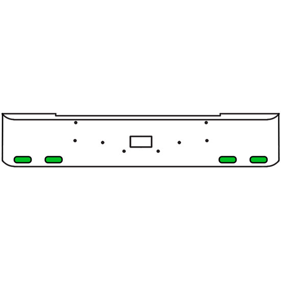 20 Inch Chrome Texas Rolled End Bumper Kit With Tow Hole And 4 Oval Amber-Green Dual Revolution Lights With Visors For Peterbilt 362 1981 - 2002