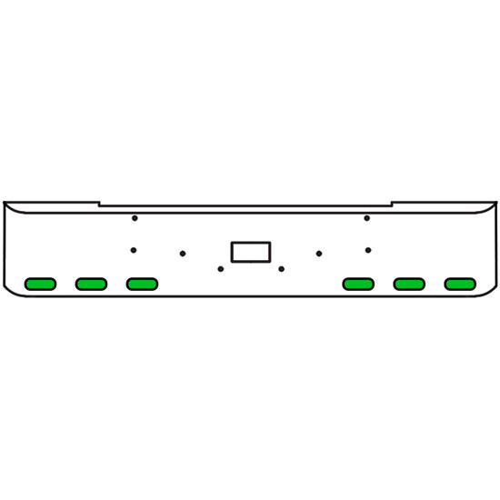20 Inch Chrome Texas Rolled End Bumper Kit With Tow Hole And 6 Oval Amber-Green Dual Revolution Lights With Visors For Peterbilt 362 1981 - 2002