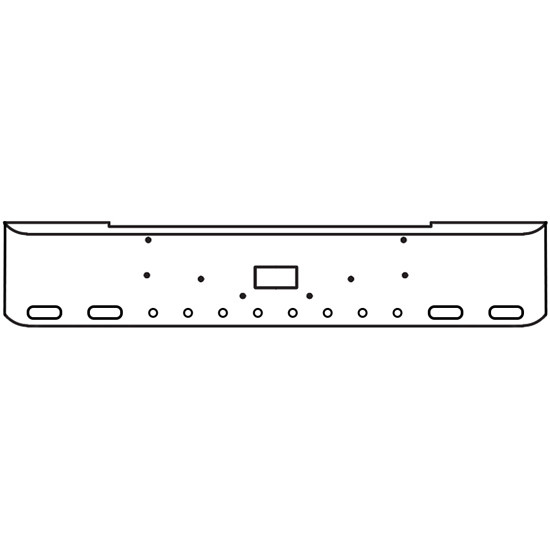 20 Inch Chrome Texas Rolled End Bumper With Tow, 4 Oval And 8 - 2 Inch Round Light Holes For Peterbilt 362