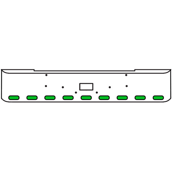 20 Inch Chrome Texas Rolled End Bumper Kit With Tow Hole And 9 Oval Amber-Green Dual Revolution Lights With Visors For Peterbilt 362 1981 - 2002