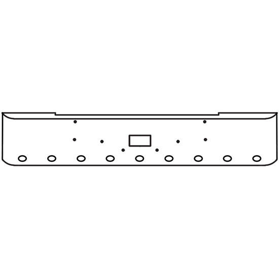 20 Inch Chrome Steel Texas Square Bumper With Mounting And Tow/Hitch Holes 9 M3 Or P3 Light Holes For Peterbilt 362 Cabover 1981 And Newer