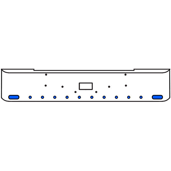 20 Inch Chrome Texas Rolled End Bumper Kit With Tow Hole And 2 Oval-10 Round 2 Inch Amber-Blue Dual Revolution Lights With Visors For Peterbilt 362 1981 - 2002